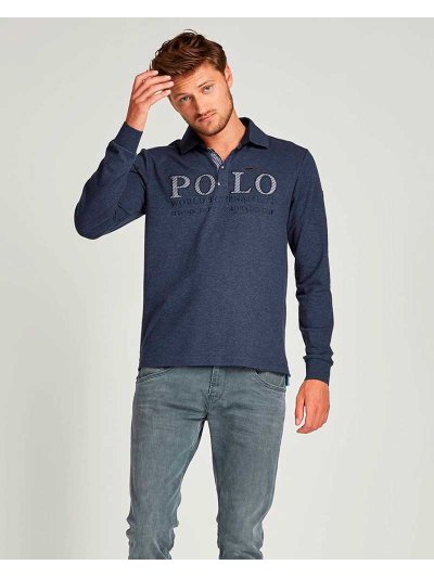 Polo de manga larga azul oscuro para hombre Flagler - HV Polo