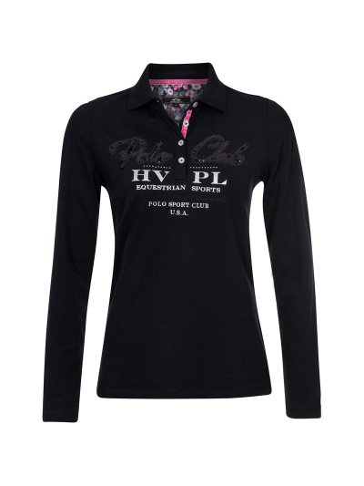 Polo noir à manches longues à paillettes pour femme Sedalia - HV Polo