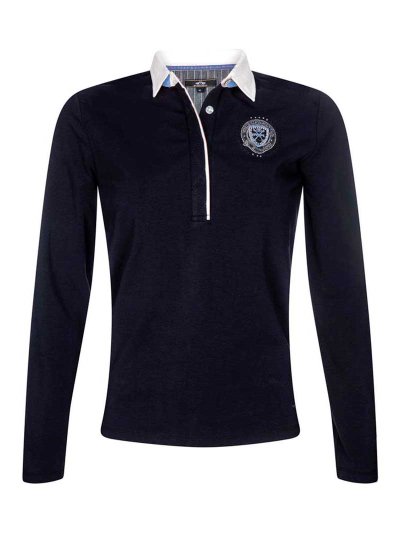 Polo élastique bleu marine à manches longues pour femme Lara - HV Polo