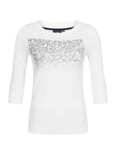 T-shirt à manches longues blanc avec imprimé de leopardo gris pour femme - Junta - HV Polo
