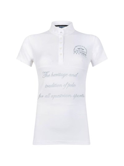 Polo blanc de concours avec las letras en argent pour femme Jon - HV Polo