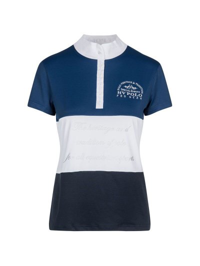 Polo azul marino de concurso con las letras en color plata para mujer Jon - HV Polo
