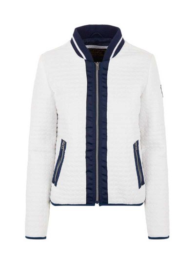 White and navy blue quilted bomber-style jacket for women Brigitte - HV Polo