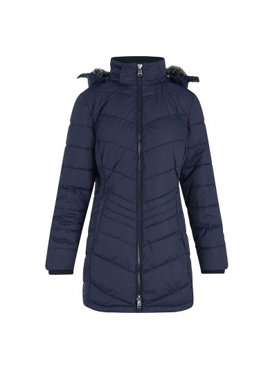 Navy blue padded coat with synthetic fur hood for women Darcy - HV Polo