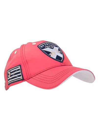 Coral cap with white, black and beige embroidery – Hyde - HV Polo