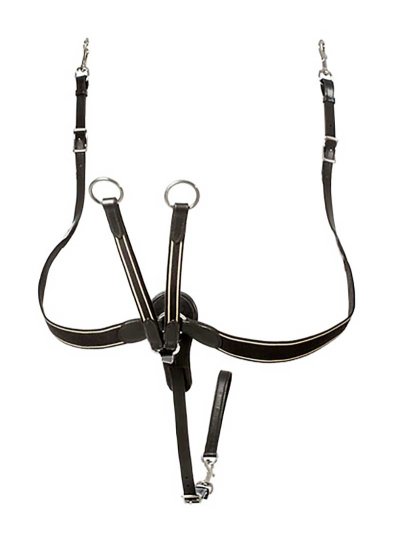 Pechopetral inglés negro cruzado con elástico y tijerillas para caballo - Lexhis