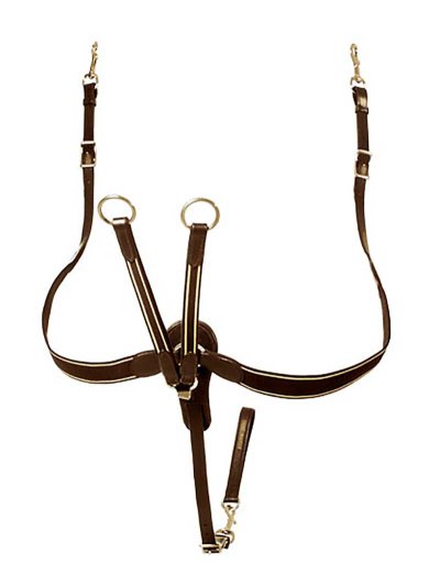 Pechopetral inglés marrón oscuro cruzado con elástico y tijerillas para caballo - Lexhis