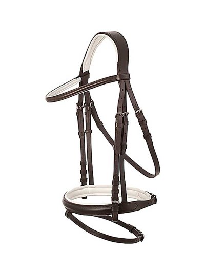 Bridas de cuero marrón oscuro y blanco (incluye riendas) para pony (C y D) - Lexhis