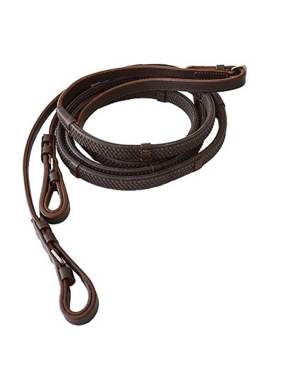 Dark Brown Rubber Reins 1.25cm with Studs for Horse - Lexhis