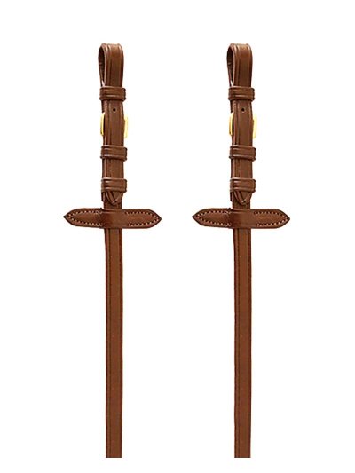 12mm Light Brown / Hazelnut Leather and Rubber Reins with Studs for Horse - Lexhis - imagen 2