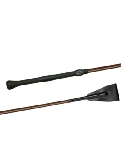 Fusta de salto marrón (60cm) con goma en el mango y lengüeta de cuero EVO-GRIP - Fleck