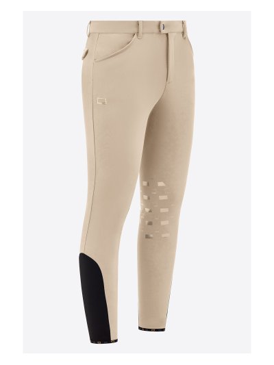 Pantalones de montar beige de tejido bonded con grip en rodilla para hombre - RG