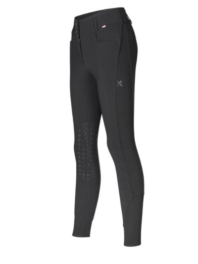 Pantalones para montar negros con dos botones y cintura regular (grip rodilla) para mujer-KLKira - Kingsland
