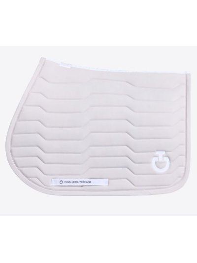 Light Gray Jumping Saddle Pad with Horizontal Technical Padding and White Logo for Horse – Revolution - Cavalleria Toscana