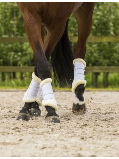 Pack de 2 protectores de doma blancos con borreguillo para caballo - Lami-Cell