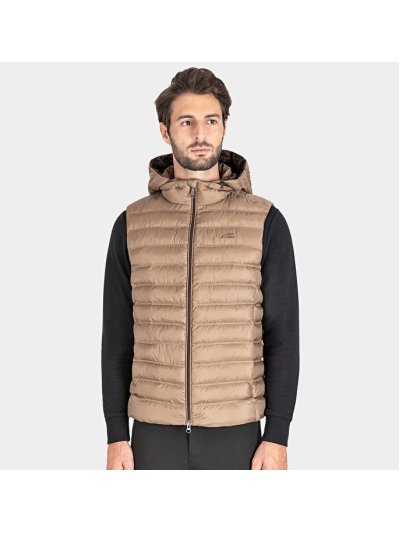 Chaleco beige para invierno con cremallera y capucha para hombre Eniare - Equiline