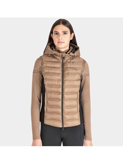 Gilet beige pour invierno avec fermeture éclair et capuche pour femme - Equiline