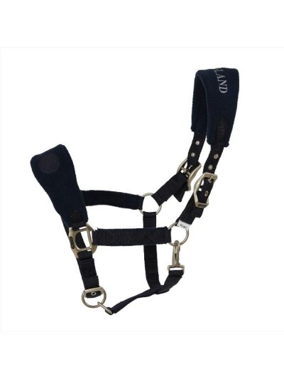 Licol d'écurie bleu marine avec muserolle et têtière polaires pour cheval - Kingsland