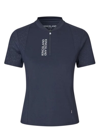 Camiseta de entrenamiento de manga corta en azul marino con los laterales en malla y media cremallera delante-KLNima - Kingsland