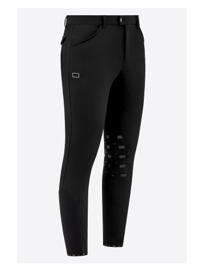 Pantalones de montar negros de tejido bonded con grip en rodilla para hombre - RG