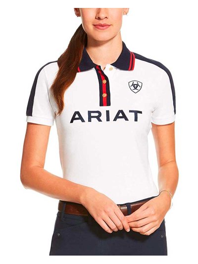 Polo en piqué à manches courtes blanc pour femme New Team - Ariat