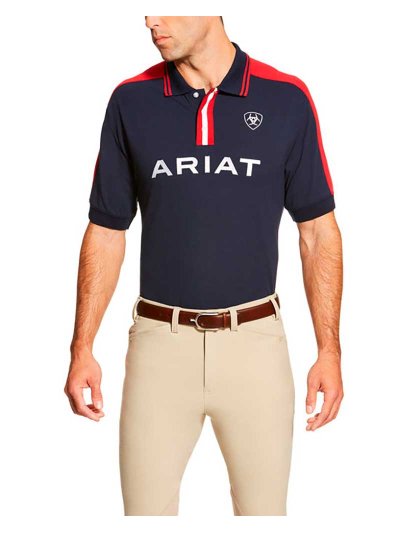 Polo en piqué à manches courtes bleu marine pour homme New Team - Ariat