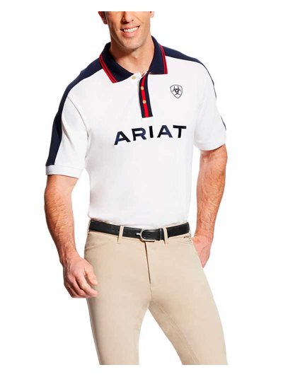 Polo en piqué à manches courtes blanc pour homme New Team - Ariat