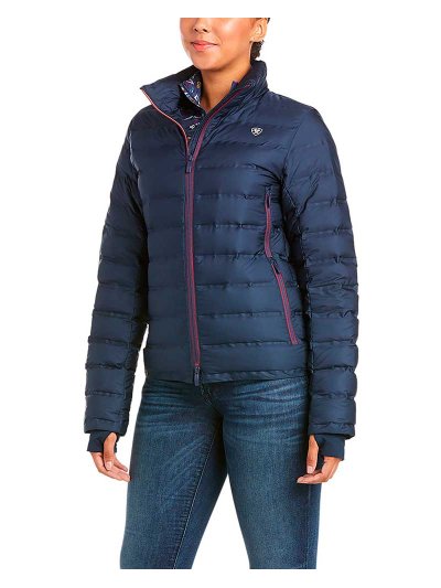 Short down jacket with fleece lining in navy blue for women Braze - Ariat