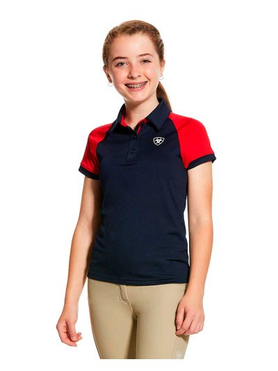 Polo de entrenamiento de manga corta azul marino y rojo junior unisex Team 3.0 - Ariat