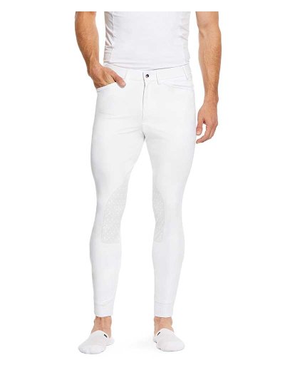 White Competition Riding Pants with Knee Grip for Men – Tri-Factor - Ariat