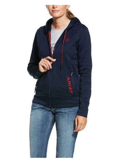 Navy Fleece Hoodie with Zipper for Women Keats - Ariat