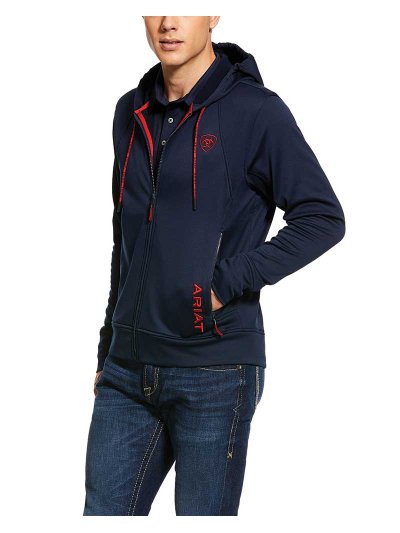 Sudadera polar azul marino con capucha y cremallera para hombre Keats - Ariat