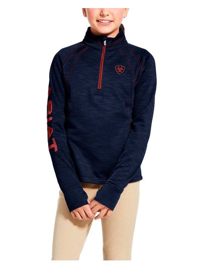 Navy long-sleeve fleece zip training top junior unisex Tek Team - Ariat