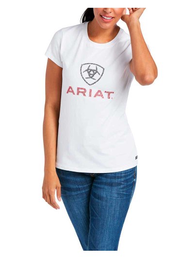T-shirt blanc à manches courtes pour femme HD Logo - Ariat