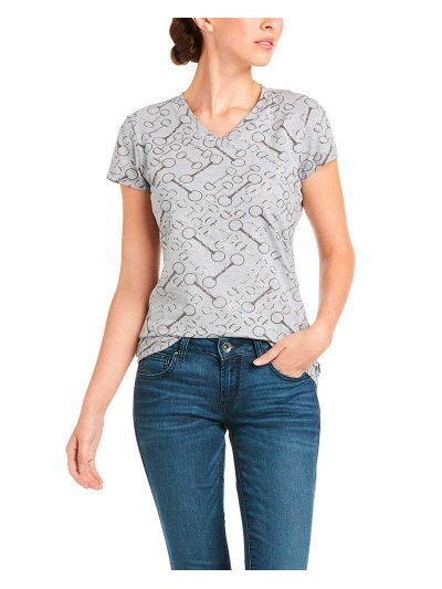 T-shirt gris imprimée à manches courtes pour femme Snaffle - Ariat