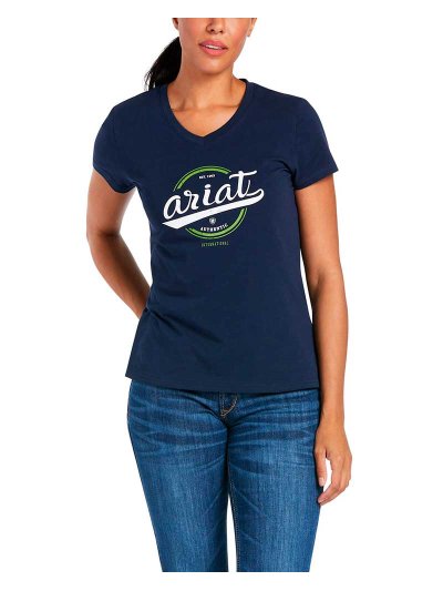 T-shirt bleu marine à manches courtes pour femme Authentic - Ariat