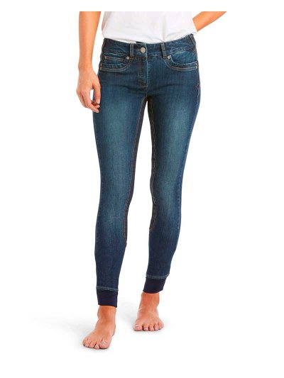 Pantalons d'équitation denim (grip à fond intégral) pour femme Halo - Ariat
