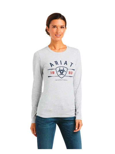 T-shirt à manches longues gris clair pour femme International Logo - Ariat