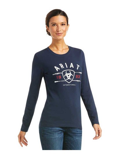 T-shirt à manches longues bleu mairno pour femme International Logo - Ariat