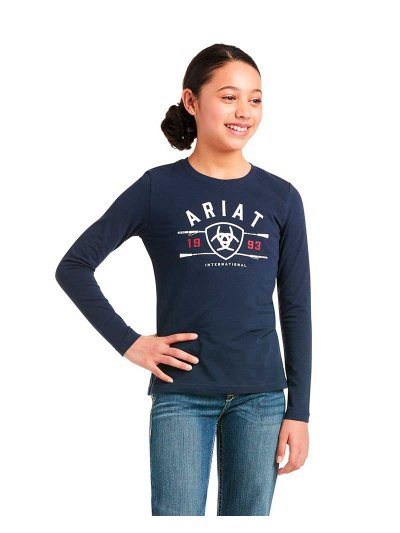 Navy long-sleeve logo T-shirt junior unisex International - Ariat
