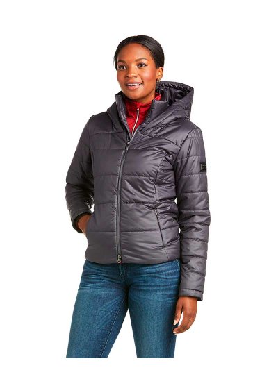 Quilted Jacket with Hood in Blue-Grey for Women Harmony - Ariat