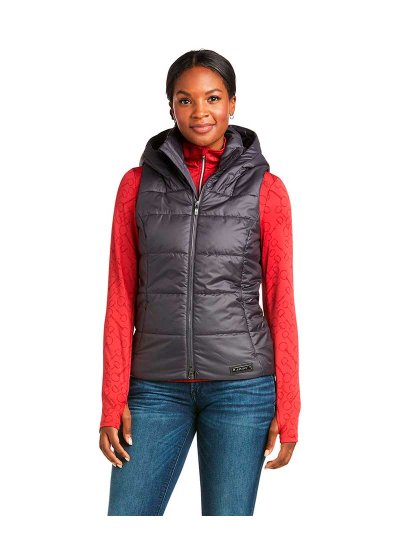 Gilet matelassé avec capuche bleu grisaceo pour femme Harmony - Ariat