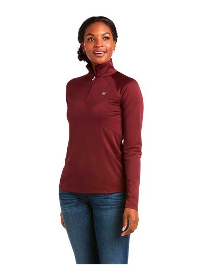 T-shirt d'entraînement à manches longues bordeaux pour femme Sunstopper - Ariat