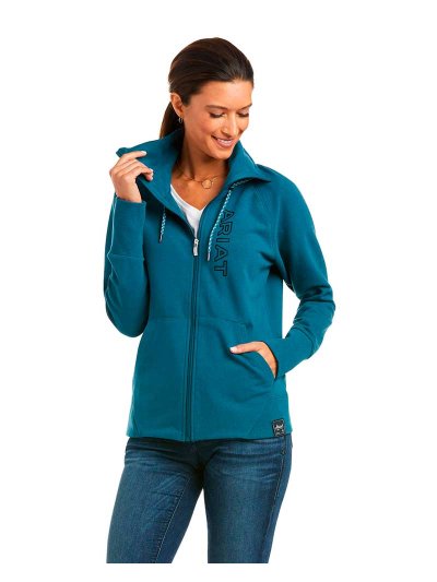 Dark Turquoise Fleece Zip-Up Sweatshirt for Women Team Logo - Ariat