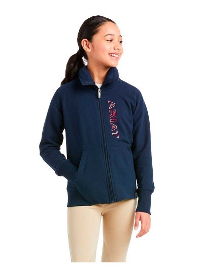 Sudadera polar azul marino con cremallera y cuello alto junior unisex Team Logo - Ariat