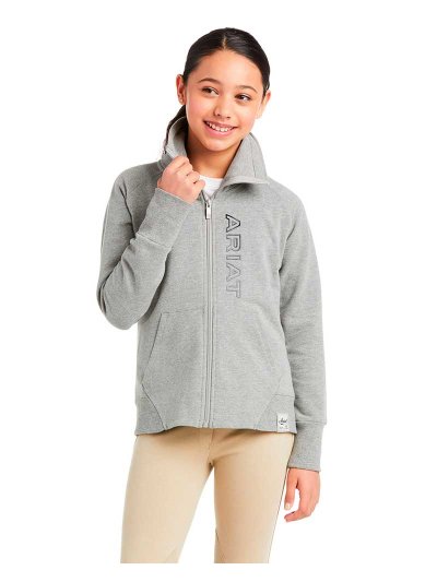 Sudadera polar gris claro con cremallera y cuello alto junior unisex Team Logo - Ariat
