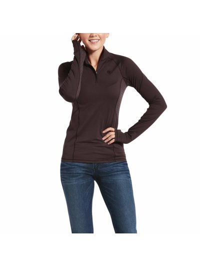 Polo marron à manches longues avec el logo brodé sur le haut derecha avant pour femme Lowell 2.0 - Ariat
