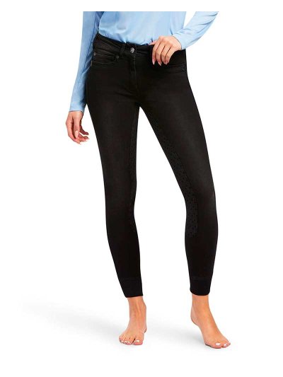 Pantalons d'équitation denim noir (grip à fond intégral) pour femme Halo - Ariat