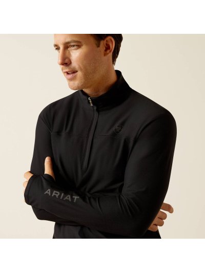 Polo negro de manga larga con media cremallera para hombre Lowell 3.0 - Ariat