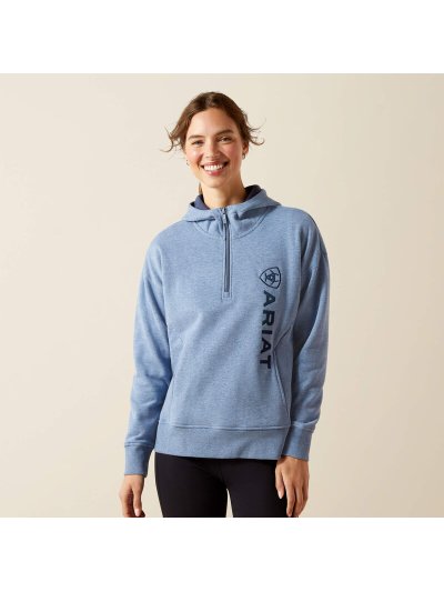 Sudadera polar azul claro con capucha y media cremallera frontal para mujer Rabere - Ariat